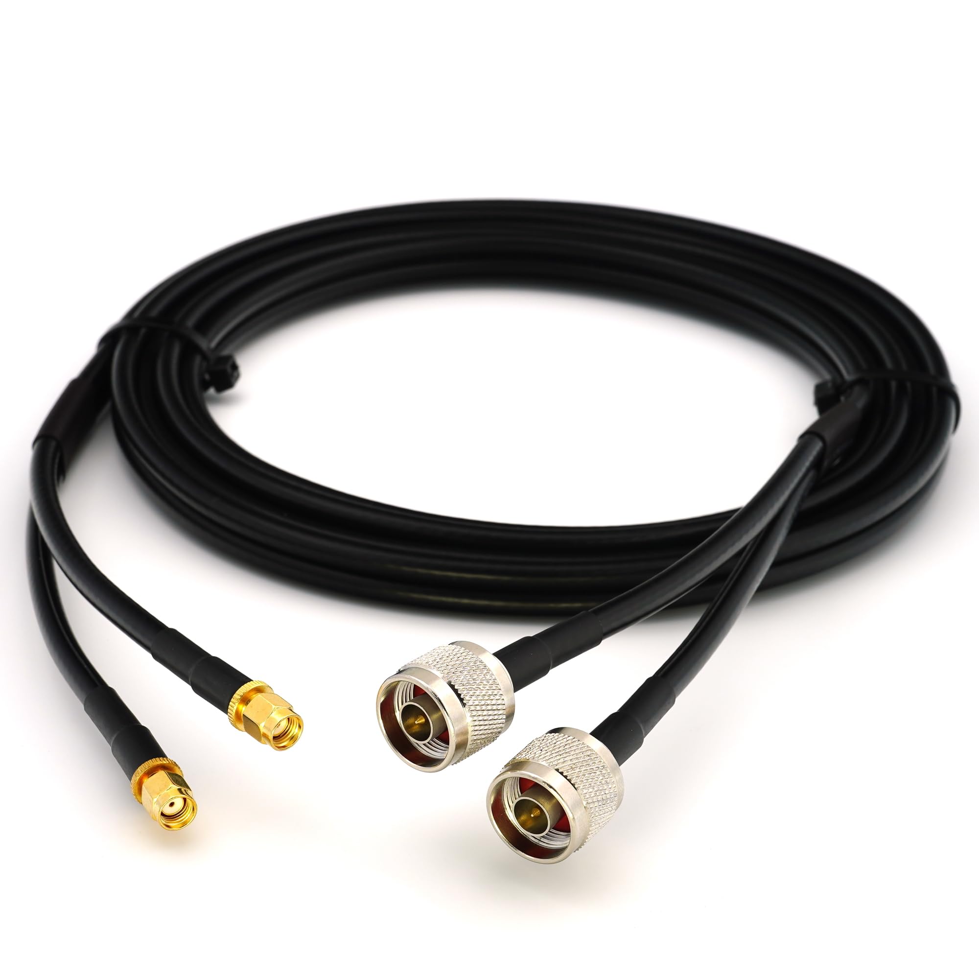 15m RP-SMA Macho a N Macho Coaxial doble extensor — RPSMA N Cable de Extensión HF-240 gemelo (LMR 240 equivalente) — alargador para amplificador señal repetidor WIFI Router Antena adaptador