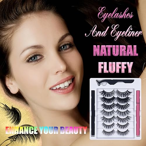 Miniatura 2 de Pestañas postizas mágicas con kit de delineador de ojos pestañas postizas de aspecto natural pestañas no magnéticas con delineador de ojos 2 en 1