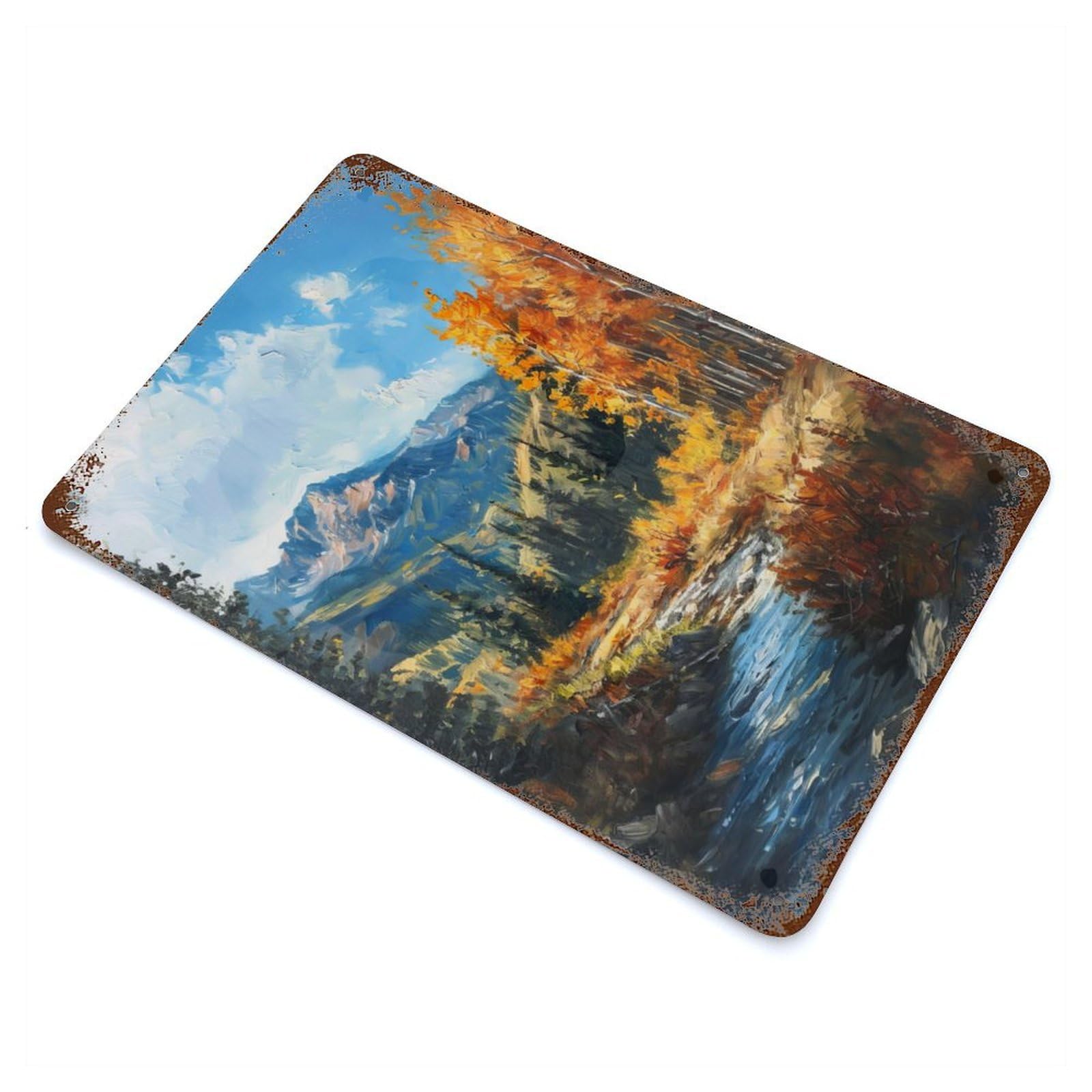 Majestic Mountain Vista Retro Metal Sign 11.8"x7.9", Classic Wall Plaque for Garage, Pub Or Kitchen