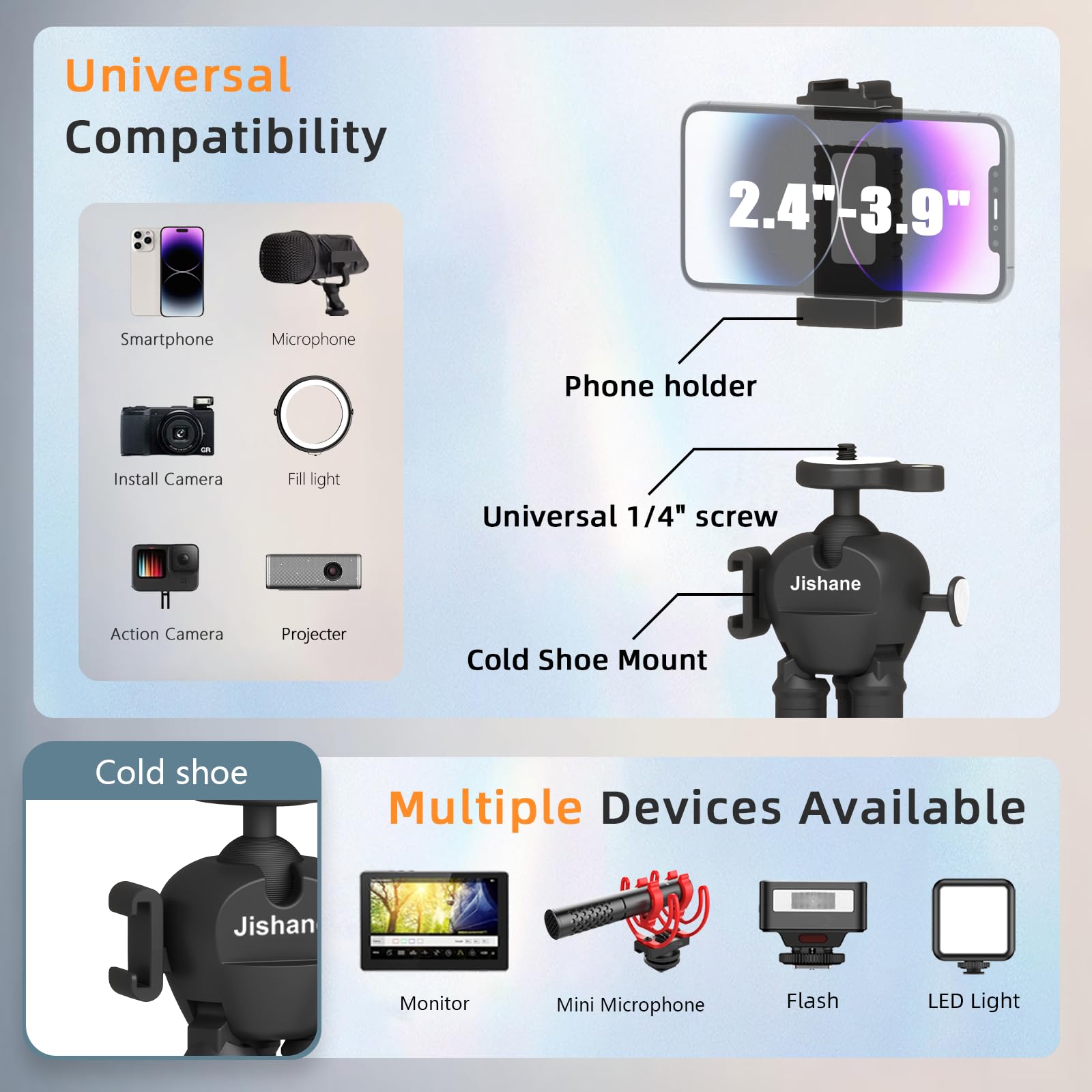 Treppiede per fotocamera e telefono con telecomando wireless