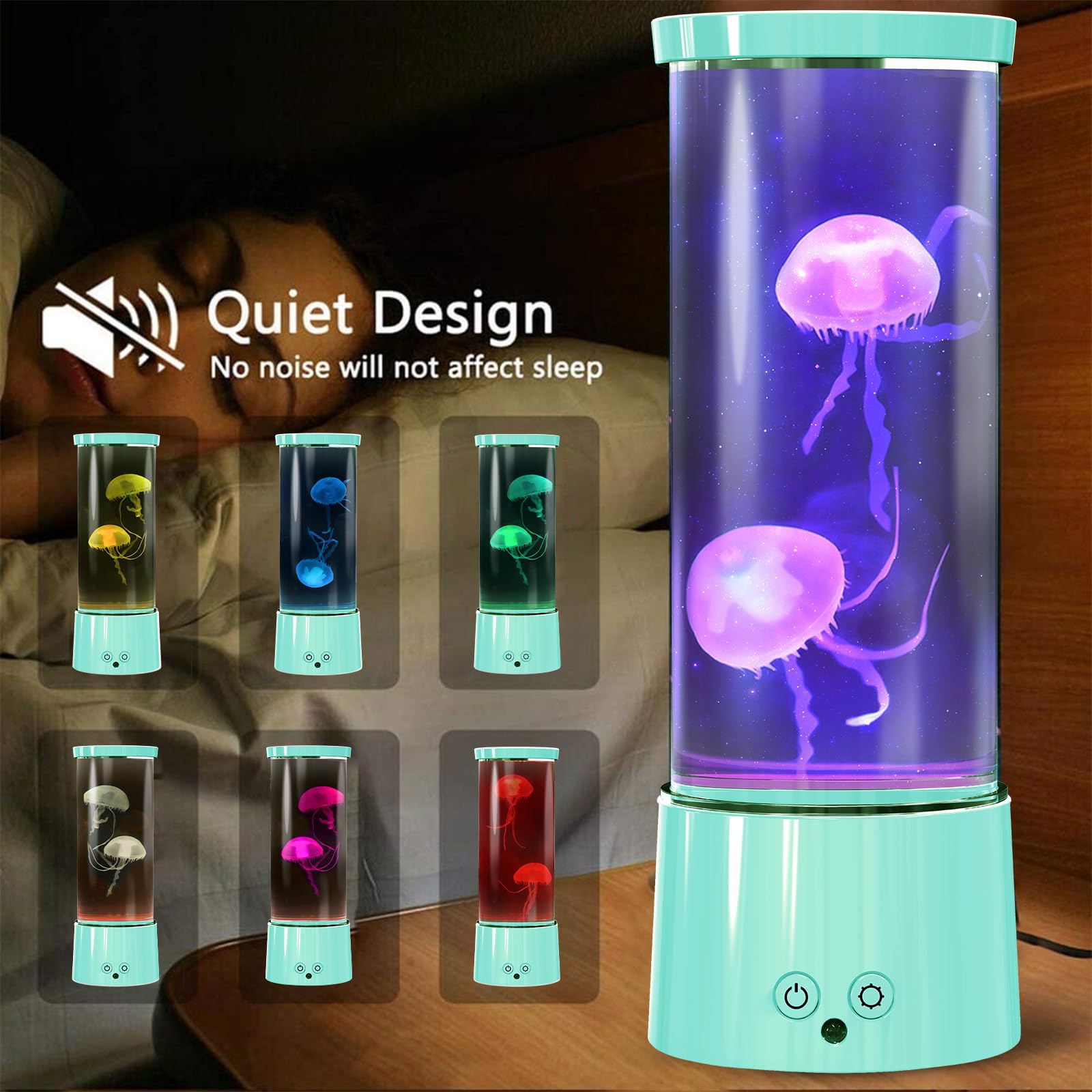 17 Farben Quallen Lavalampe, dimmbares LED Aquarium Nachtlicht für Kinder