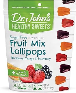 Dr. John’s Sugar Free Candy, Healthy Lollipops with Zero Sugar, Low Calorie Snacks, Keto Friendly Hard Candy Sweets, Mixed Fruit, 14 Count, 3.7 OZ