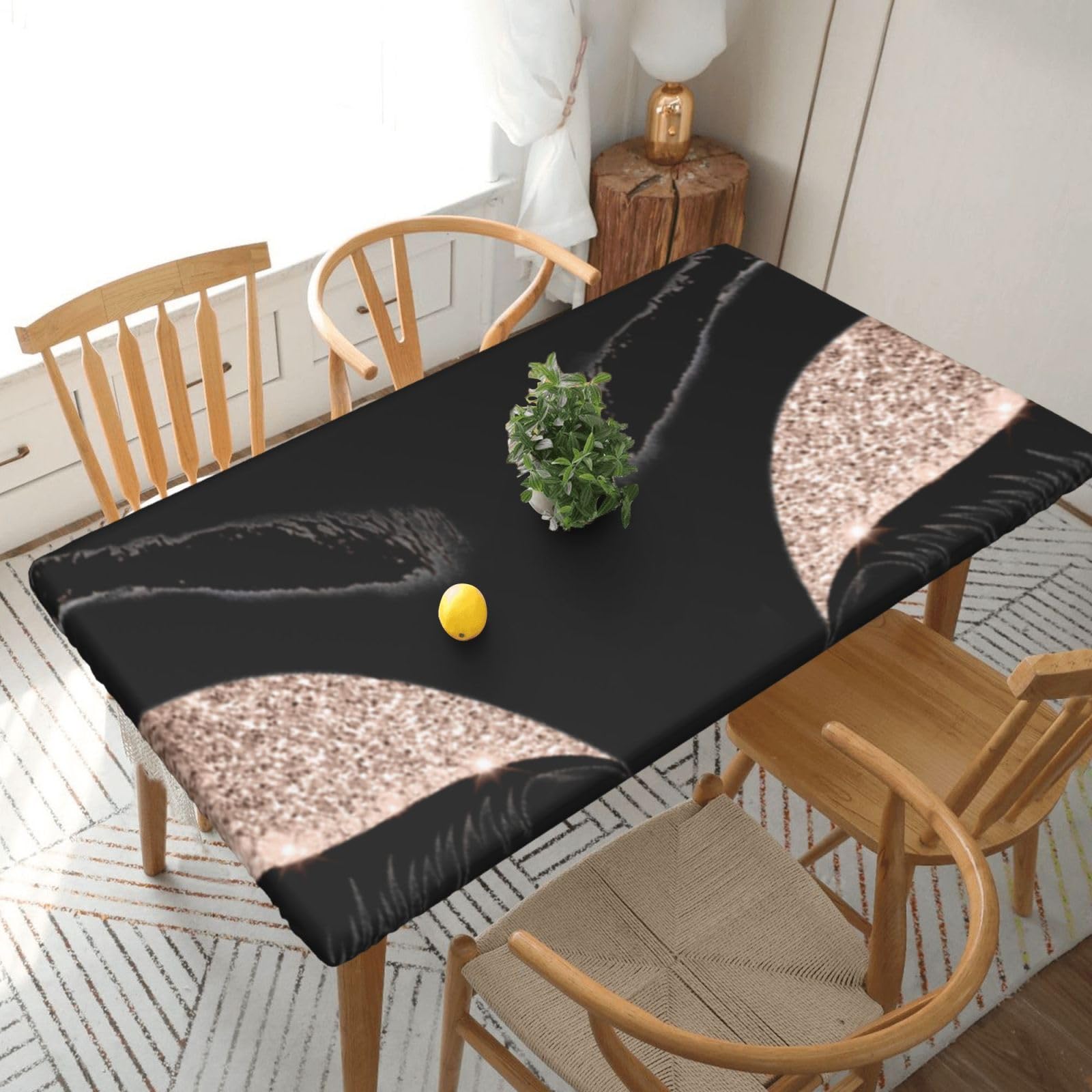 BNVSADC Eyelash Pattern Printed 5FT Tablecloth Polyester Kitchen Water Resistant Table Cloth Dining Table Decoration Table Covers, 152x76 CM
