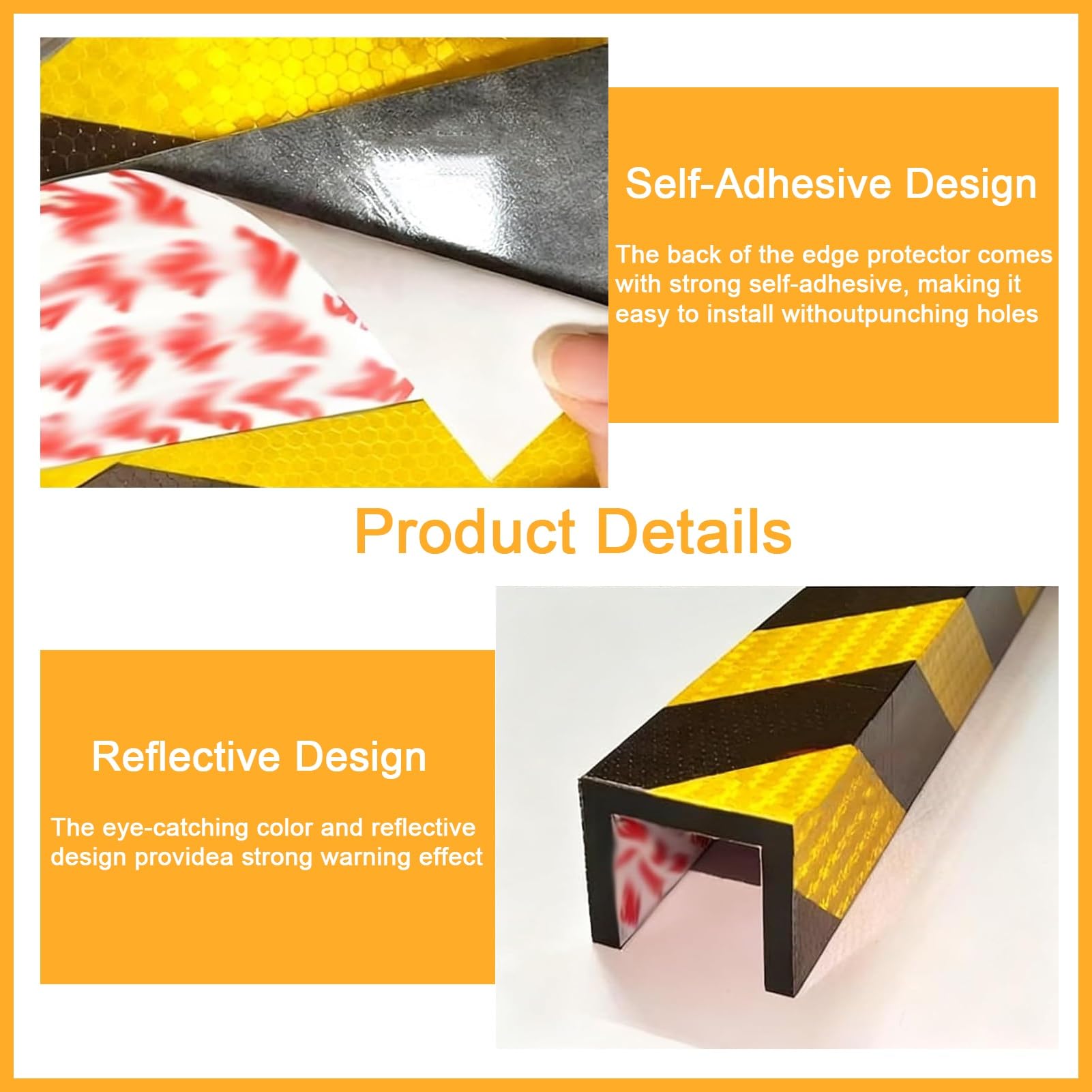 Protectores de bordes de espuma, tiras de seguridad reflectantes, acolchado de goma, protectores de esquina autoadhesivos para paredes, 30 unidades de protección industrial