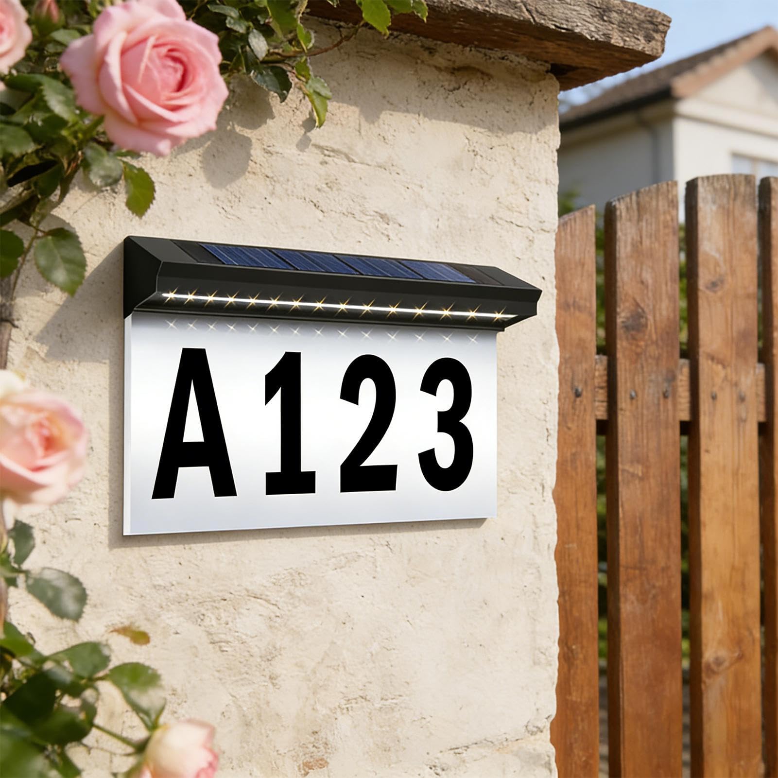 Numero Civico A Luce Solare Illuminazione A 2 Modalità Impermeabile E | Con Numero Civico Per La Casa Ideale Per Cortile, Giardino, Casa, Residenza, Viale E