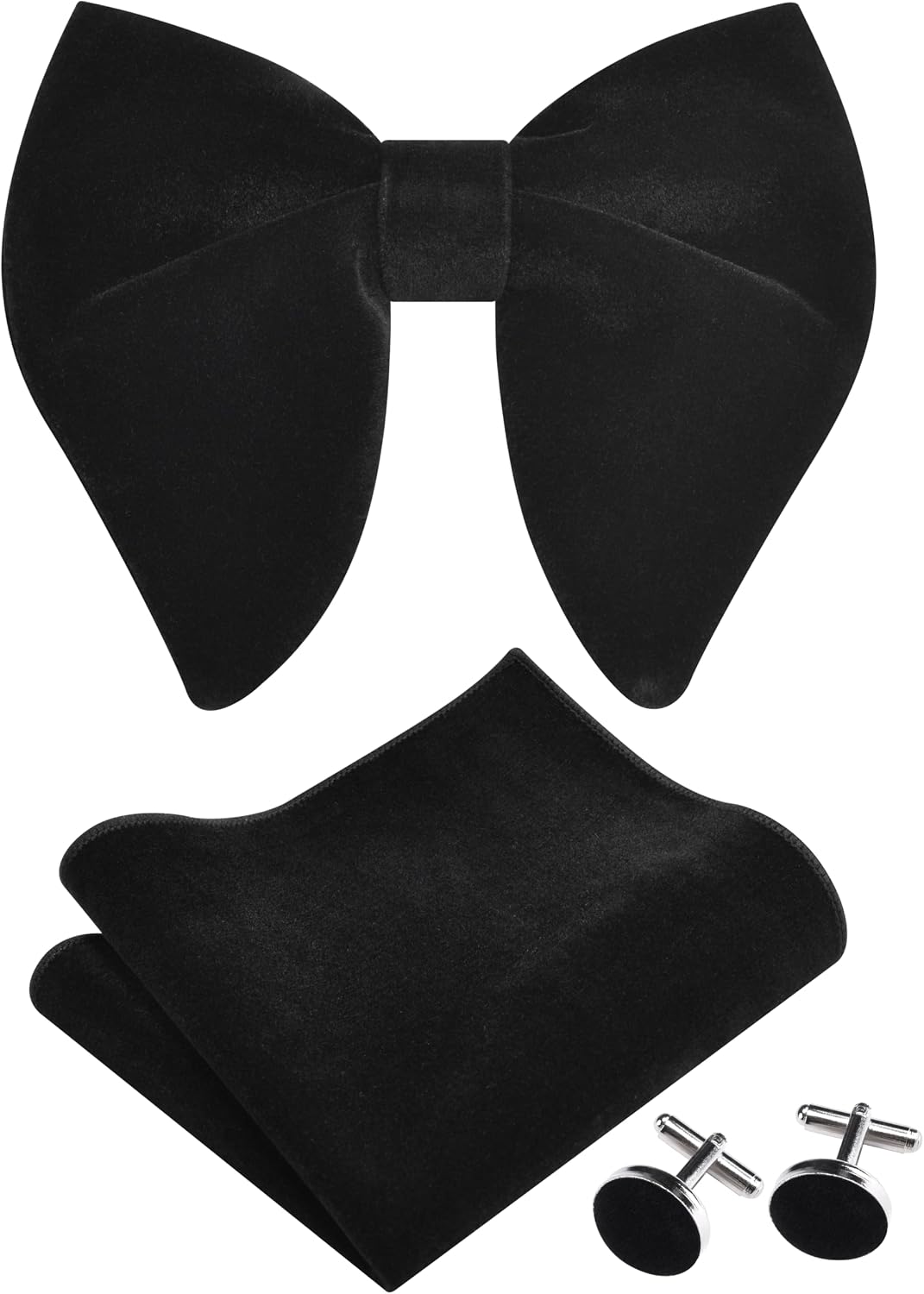 GUSLESON Men's Velvet Plaid Pre-Tied Bow Tie Set with Pocket Square, Cufflinks & Gift Box - Adjustable, Luxurious Comfort