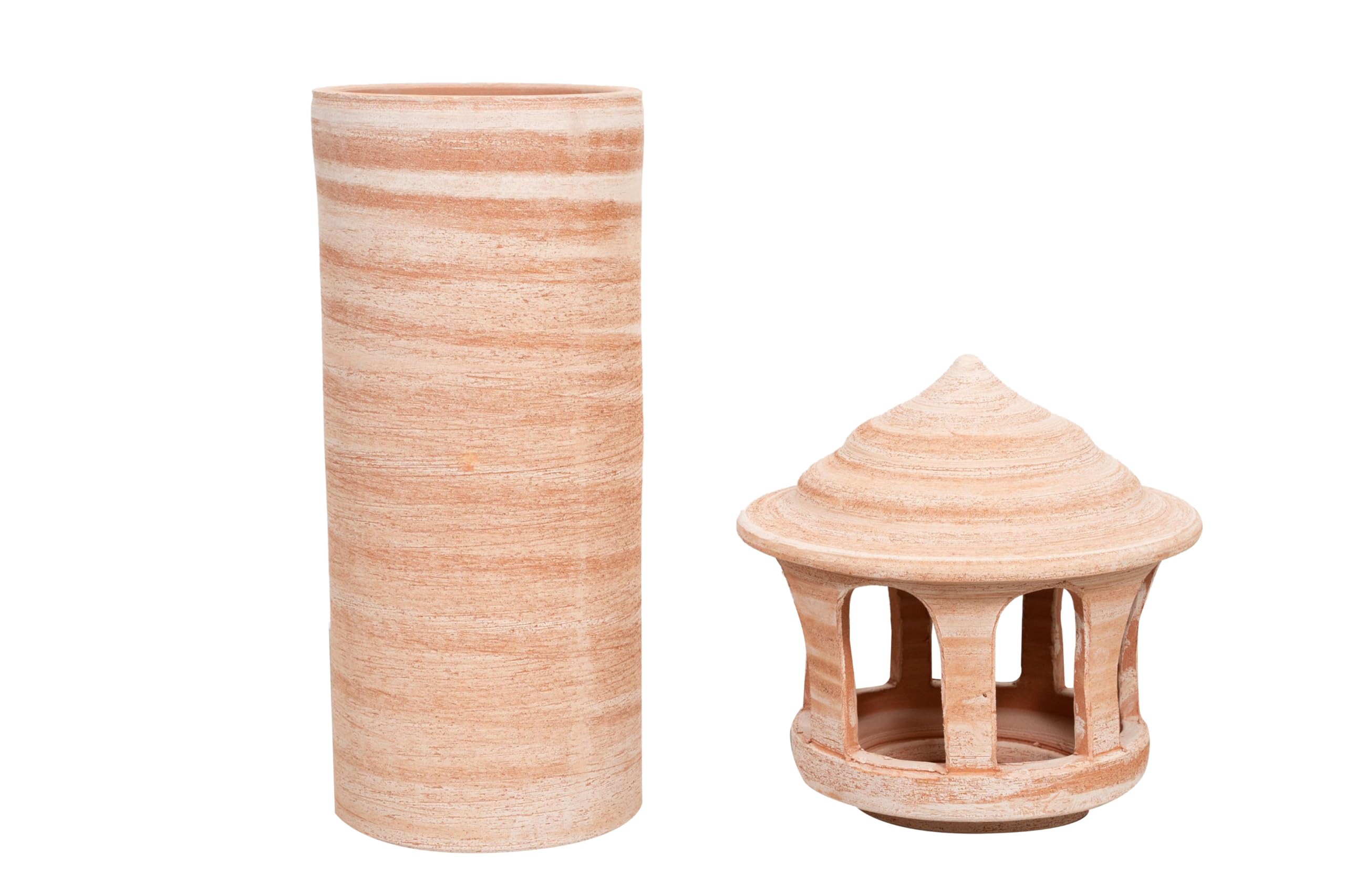 Comignolo in Terracotta 100% Fatto a Mano in Italia, Diametro 29 cm, Altezza 72 cm, Argilla Toscana Antigeliva, Arredamento Country, Shabby