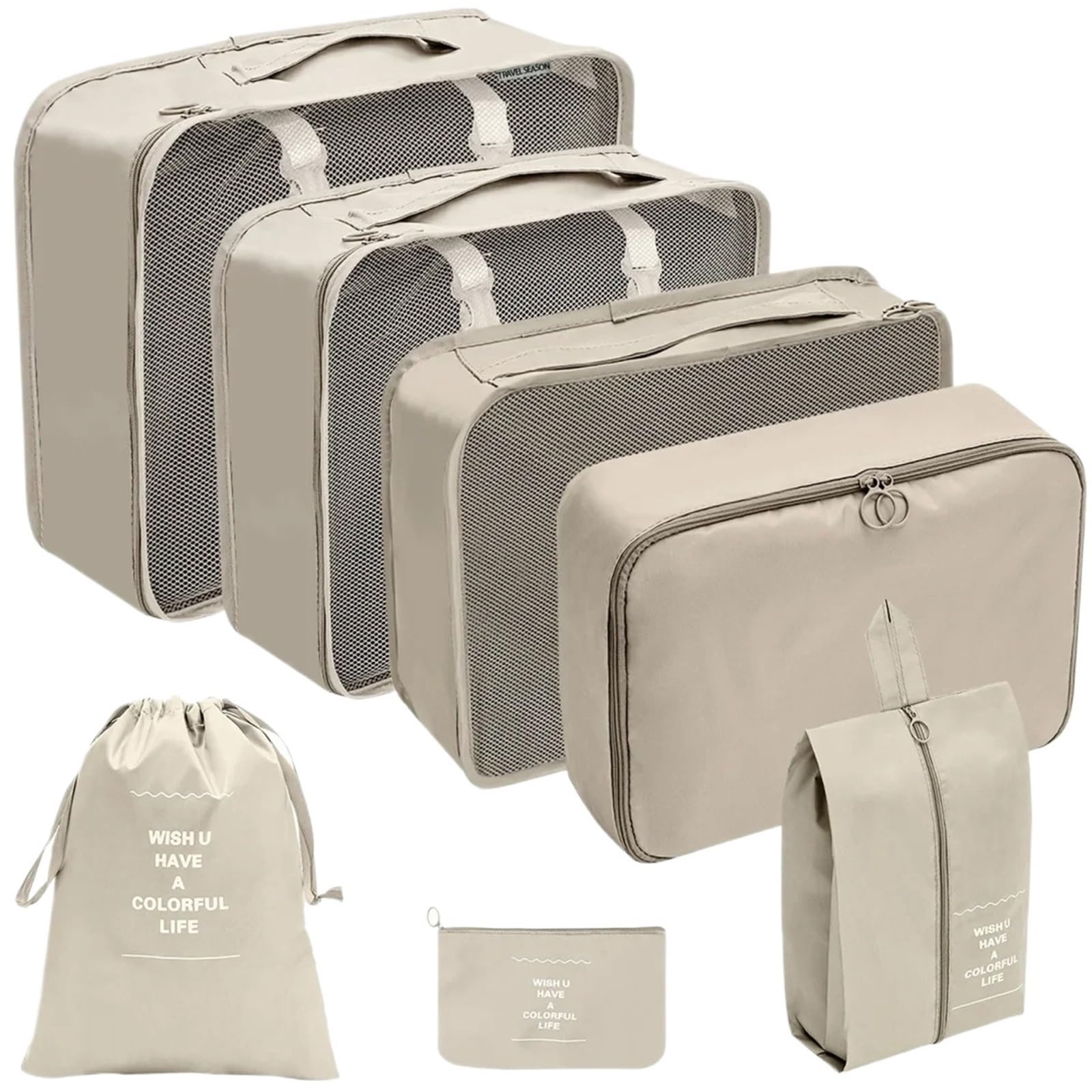 Seven-piece Travel Storage Bag Thickened Suitcase Clothing Classification para Ropa, Ropa Interior(Pink)