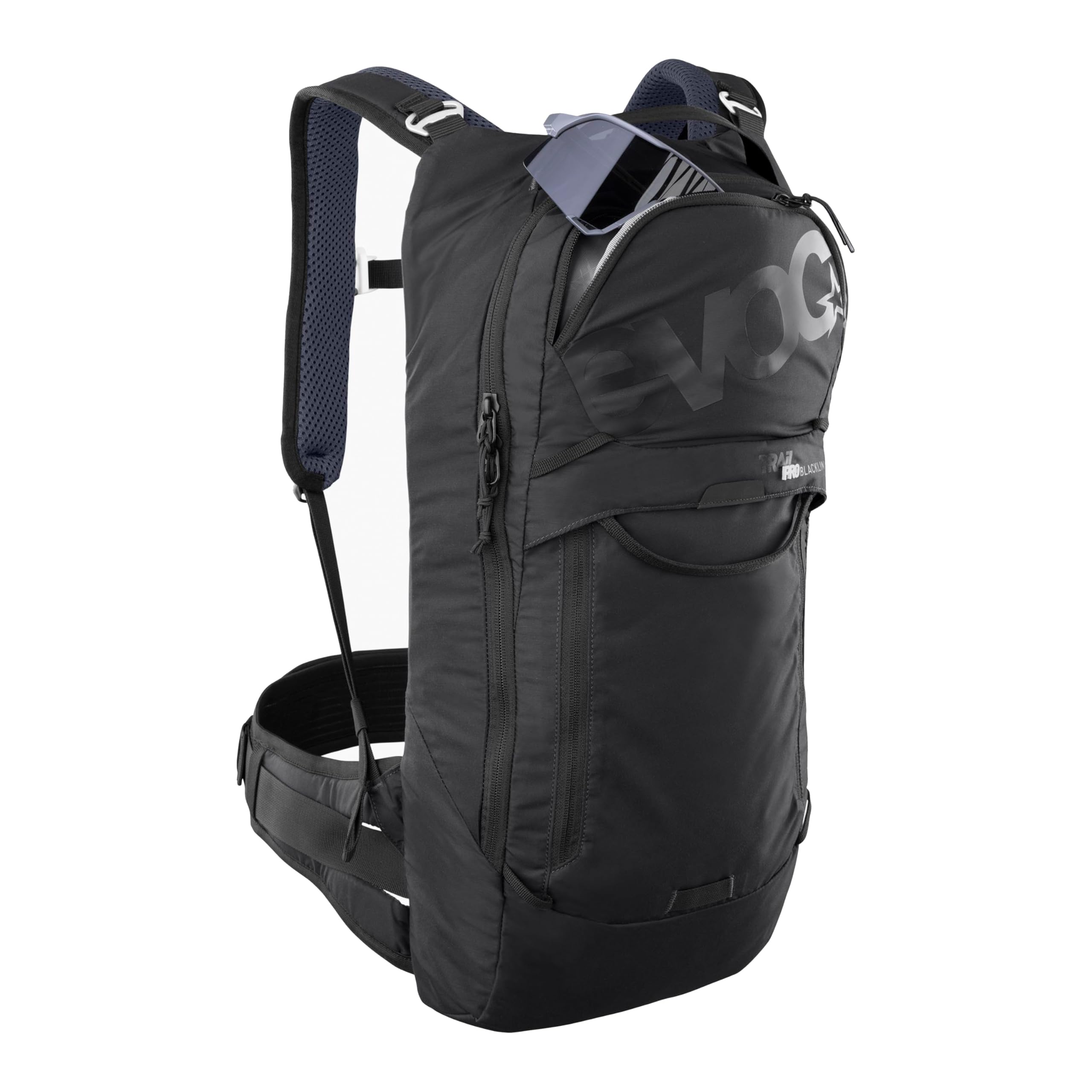 Plecak EVOC TRAIL PRO BLACKLINE 10 (lekki plecak z ochraniaczem pleców, z komorą na bukłak, optymalne dopasowanie, L/XL), czarny