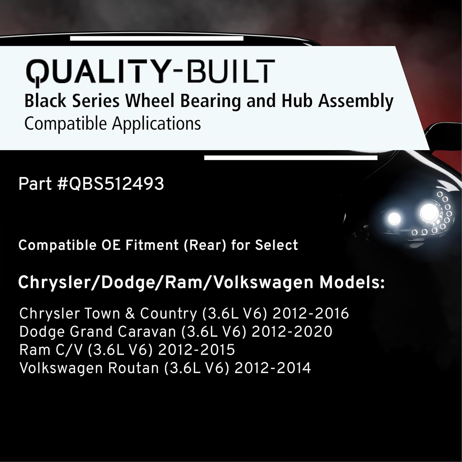 Quality-Built Rear Wheel Bearing and Hub Assembly, Black Series QBS512493, Compatible with 2012-2020 Chrysler/Dodge/Ram/Volkswagen (C/V,Grand Caravan,Routan,Town & Country)