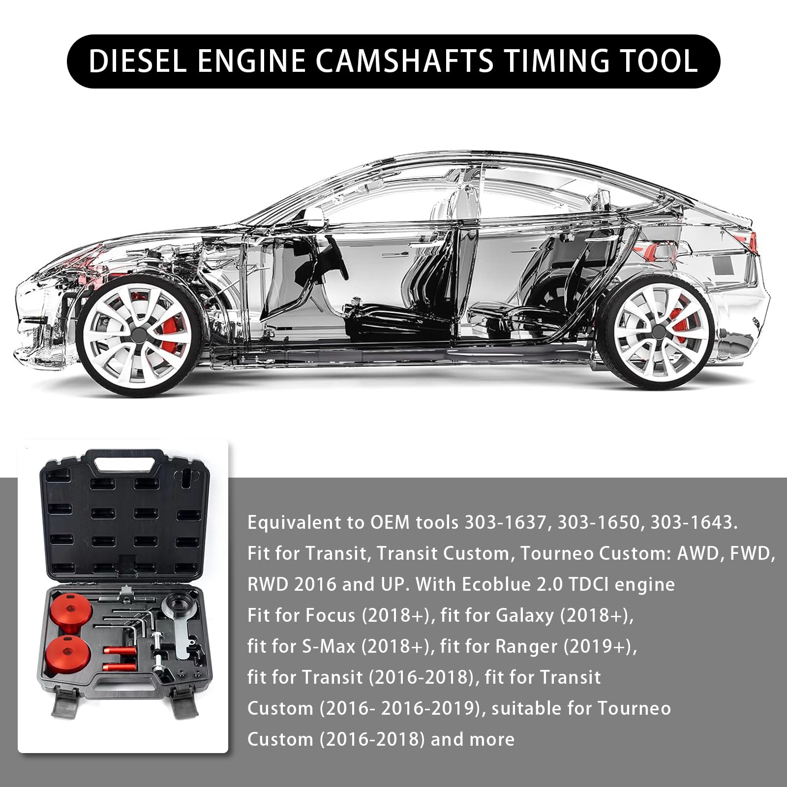 Kit Herramientas de Sincronización del Motor, Conjunto de Herramientas de Sincronización del Motor, Bloqueo del árbol de Levas Aplica Compatible con Ford Transit 2.0 TDCi EcoBlue