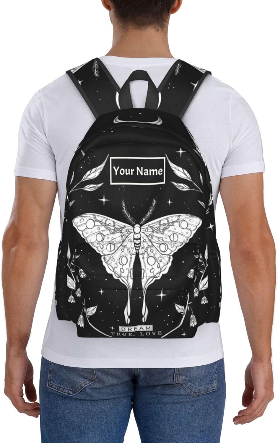 SUPLUCHOM School Backpack Casual Daypack for Men Women Girl Boy Polyester Laptop Bag with Side Pockets Bookbag, Custom02, One Size, Daypack Backpacks
