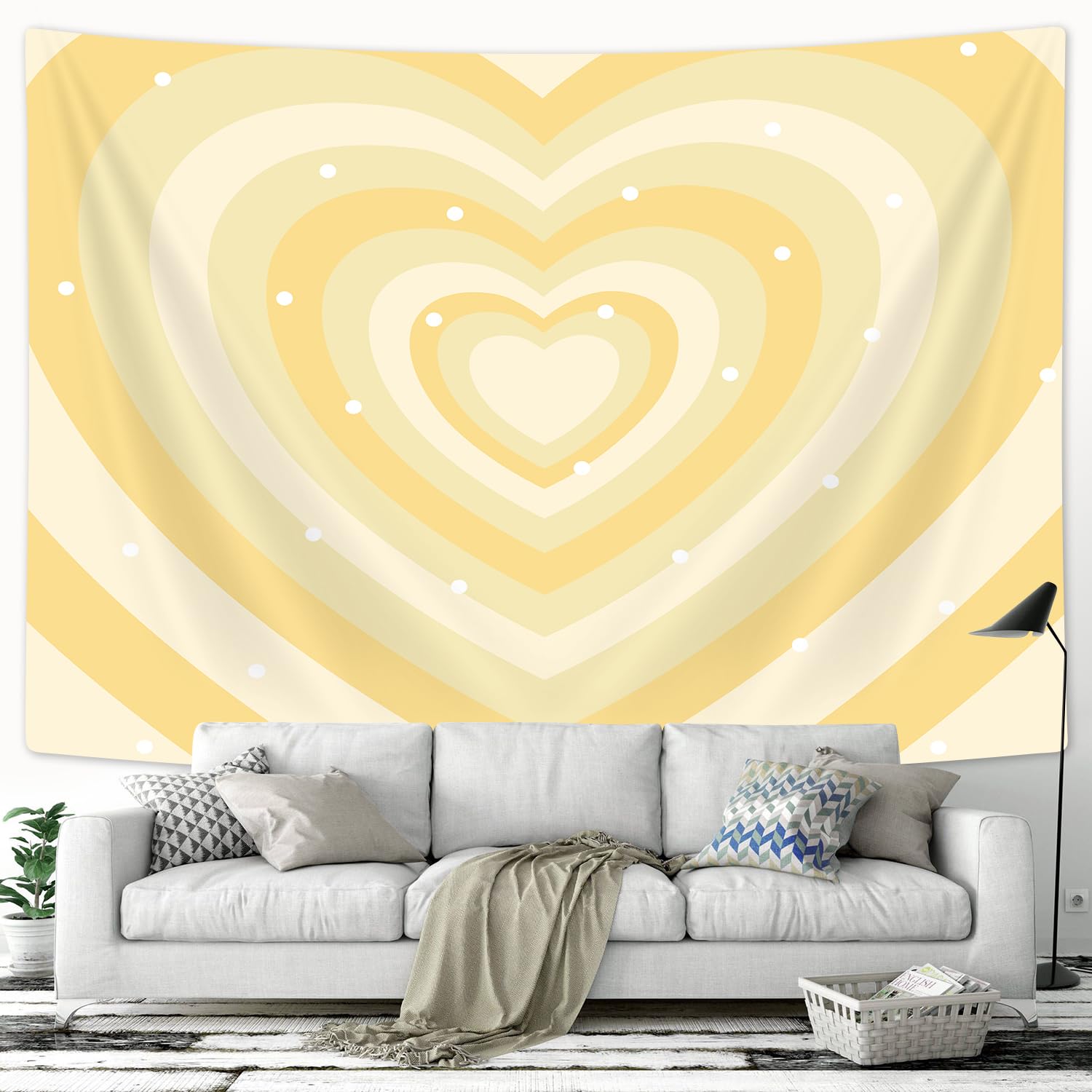 Drgilau Cute Yellow Aesthetic Tapestry For Girl Bedroom Yellow Heart |  Desertcart Seychelles, image size:1500x1500
