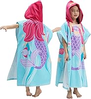 Vista 6 de BANGSAUR Toalla con capucha para niños, para el baño, la playa, toallas de algodón suave, absorbente, para piscina, con capucha, poncho para bebé