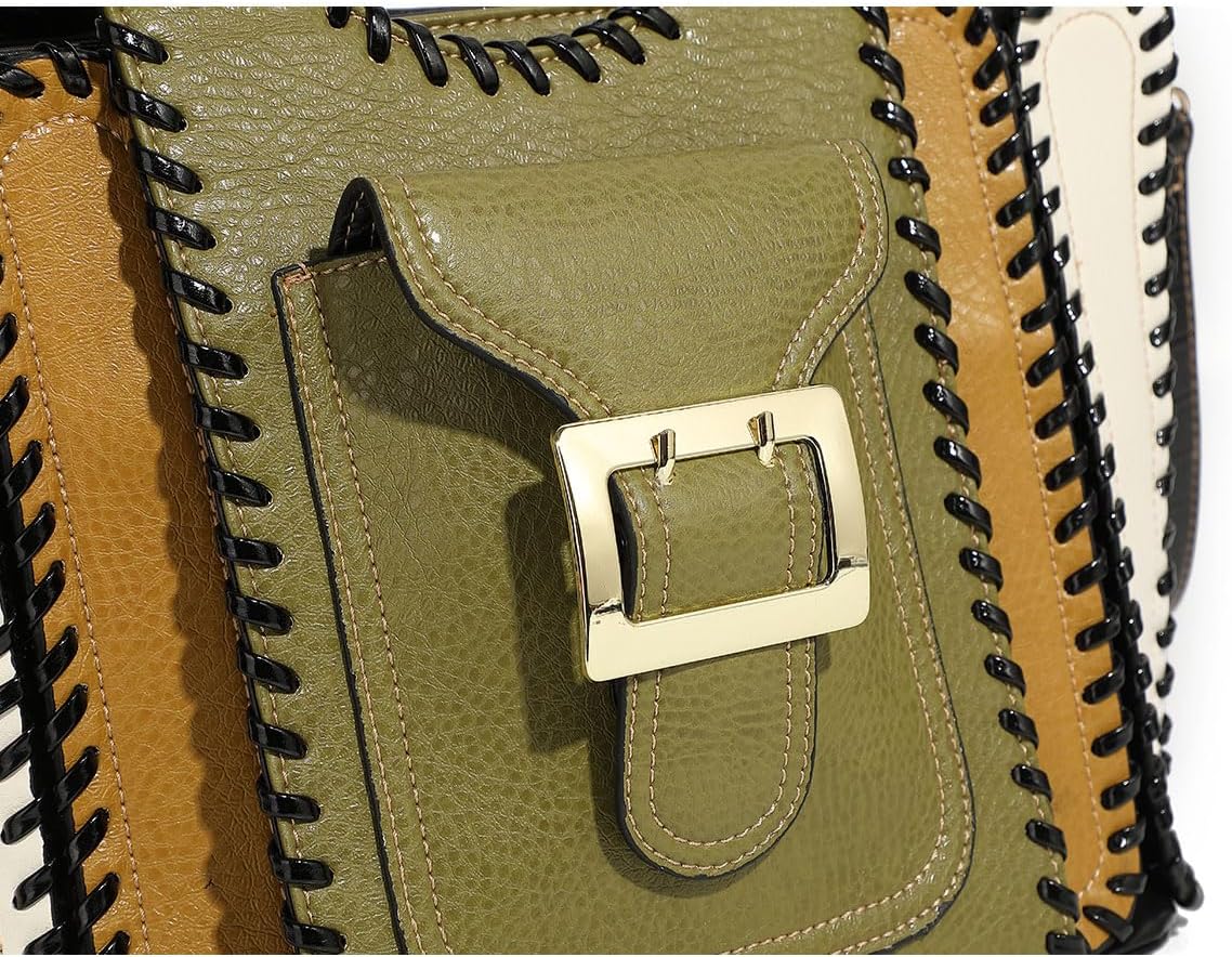 Women's Whipstitch Handbag Bag for Woman Large Capacity Leather Purse Fashion Designer Top Handle Handbags Women Crossbody