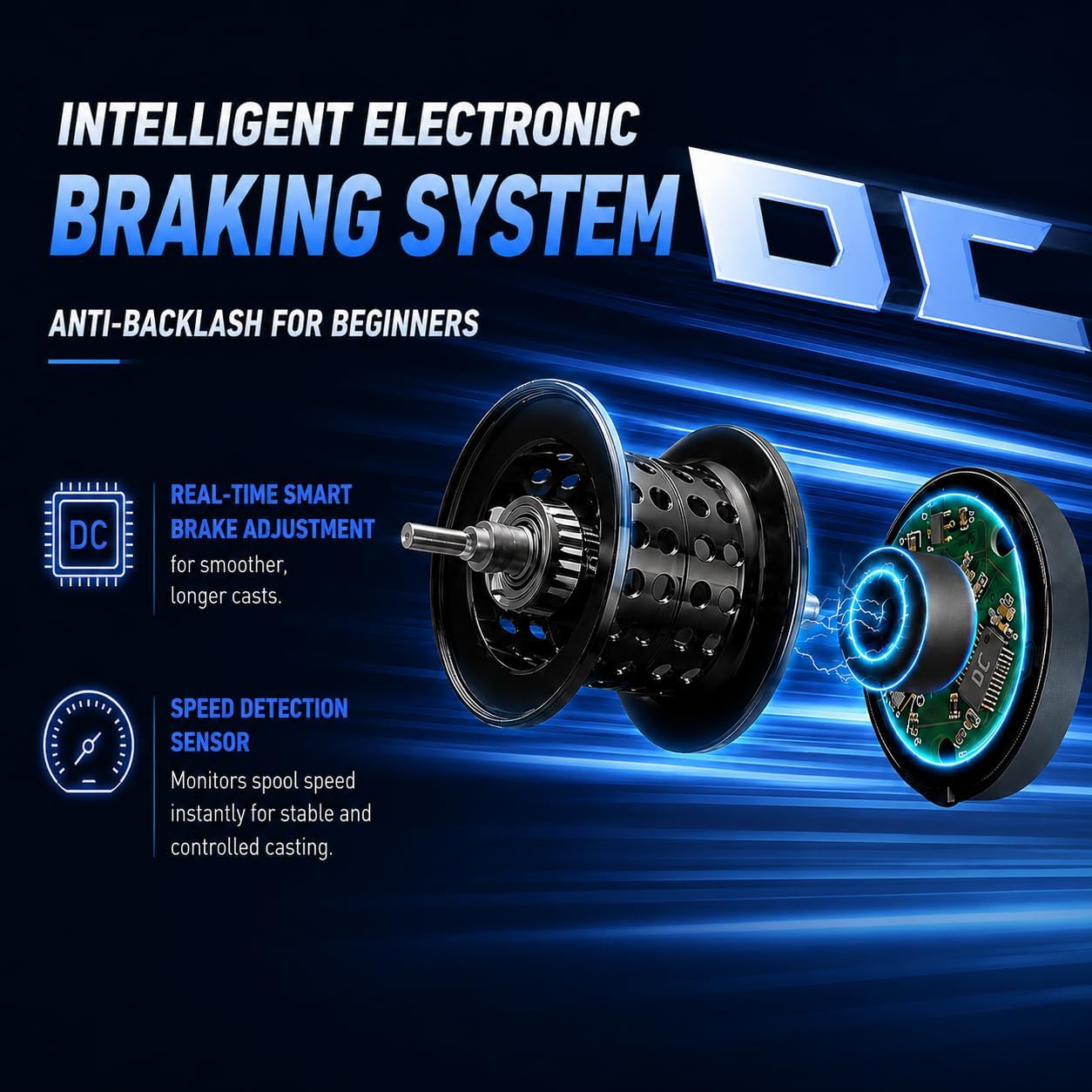 Round DC Baitcasting Reel, Digital Control Anti-Backlash with Signature DC Sound, 7.1:1 Gear Ratio, 17.6LB Drag for Bass Freshwater