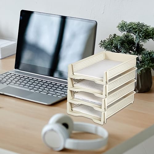 Miniatura 4 de Wesiti 20 bandejas de plástico para organizar cartas de escritorio, bandejas para colocar en el aula, apilables, coloridas, para oficina, oficina,