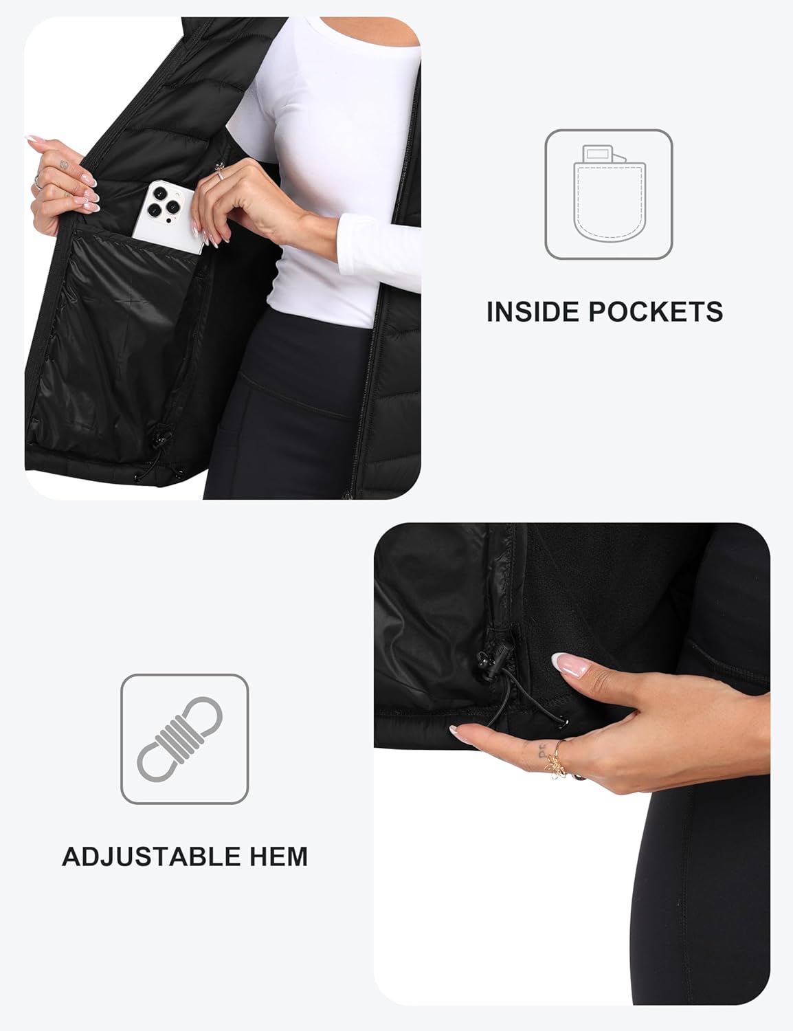 MoFiz Women's Puffer Vest Lightweight Hooded Warm Fleece Lined Hybrid Softshell Hiking Winter Sleeveless Zip Vest - Image 5