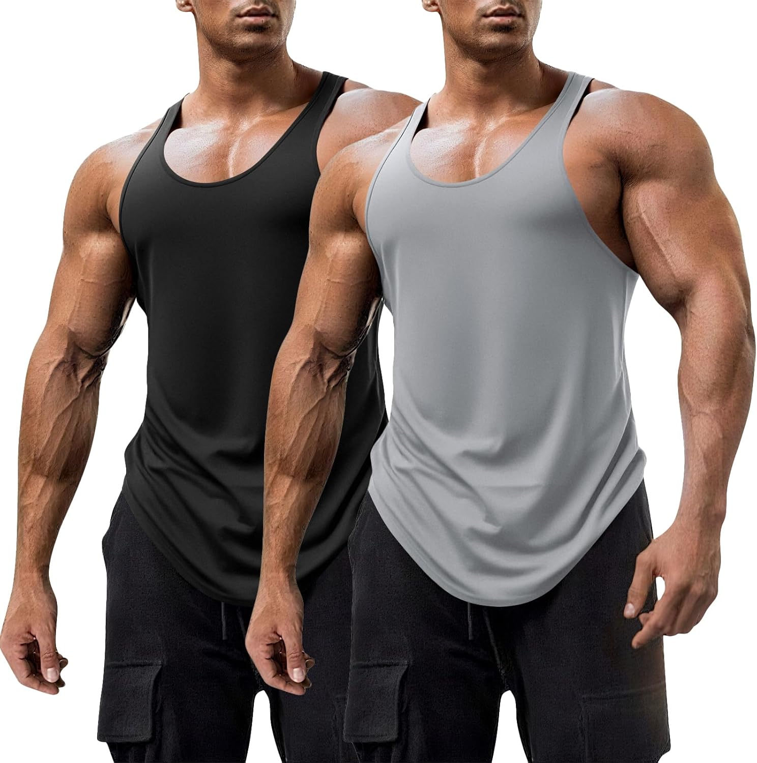 FITMENS Mens Workout Tank Tops Fitness Bodybuilding Sleeveless Gym Muscle Stringer Shirts