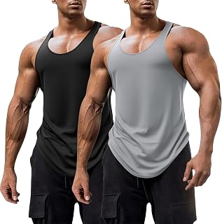Mens Workout Tank Tops Fitness Bodybuilding Sleeveless Gym Muscle Stringer Shirts