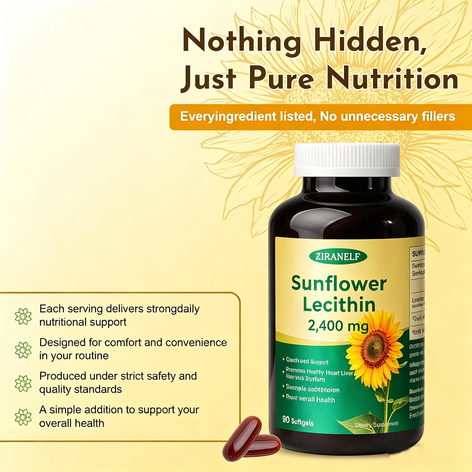 Sunflower Lecithin 2400mg 90 Softgels — Amazon image 5