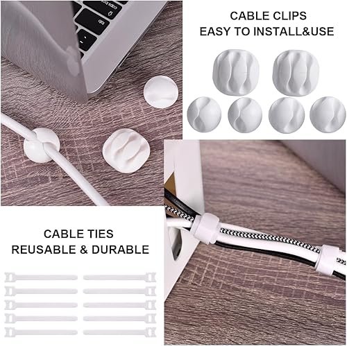 Miniatura 4 de Caja de organización de cables, paquete de 2 cajas organizadoras de cables grandes y medianas con 17 unidades de organización de cables, caja