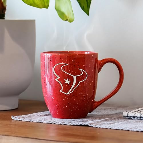 Miniatura 112 de Rico Industries, NFL Football - Taza de café de 16 oz de cerámica moteada, grabada con láser y de color de los equipos de fútbol americano de la NFL