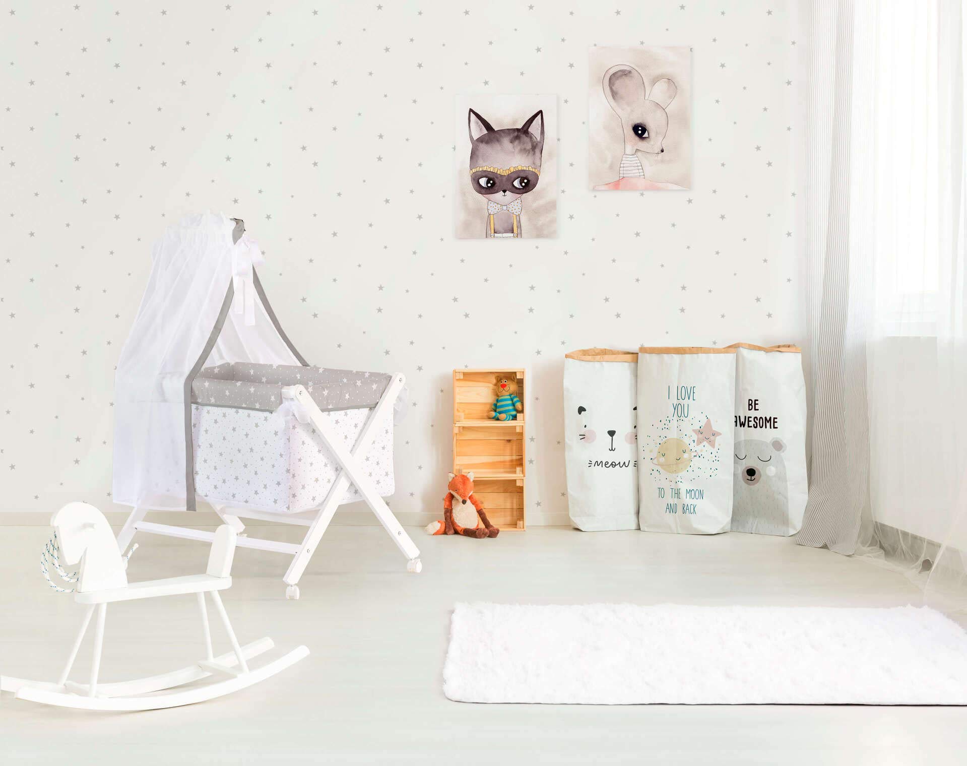 NAF Minicuna + Textil Y Velo Stars and Dots, Color Rainbow and Grey, 8 g