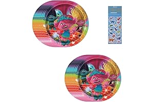 Trolls Birthday Party Supplies Bundle: Includes Dessert Cake Paper Plates for Memorable Troll Celebrations!