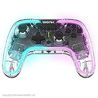 Vista 1 de Bionik NeoGlow Wireless RGB Gaming Controller with Motion for Nintendo Switch, 900 mAh Rechargeable Battery, Turbo ModeGyroscopeTransparent
