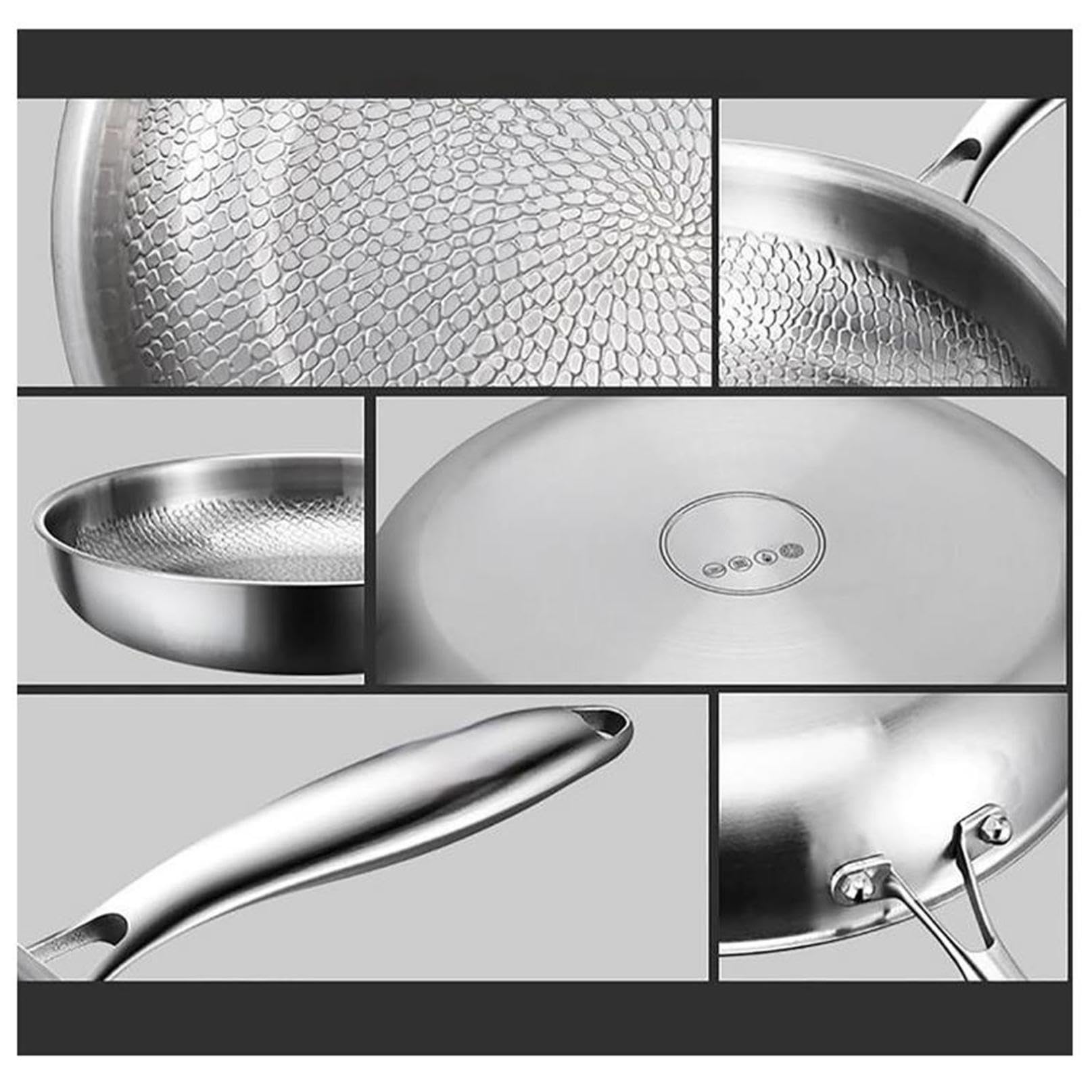Genérico Sartén de titanio con espátula, antiadherente wok martillado de titanio Nutrition para cocinar, sartén de sin recubrimiento, sartén de por inducción (Con Tapa, 32cm)