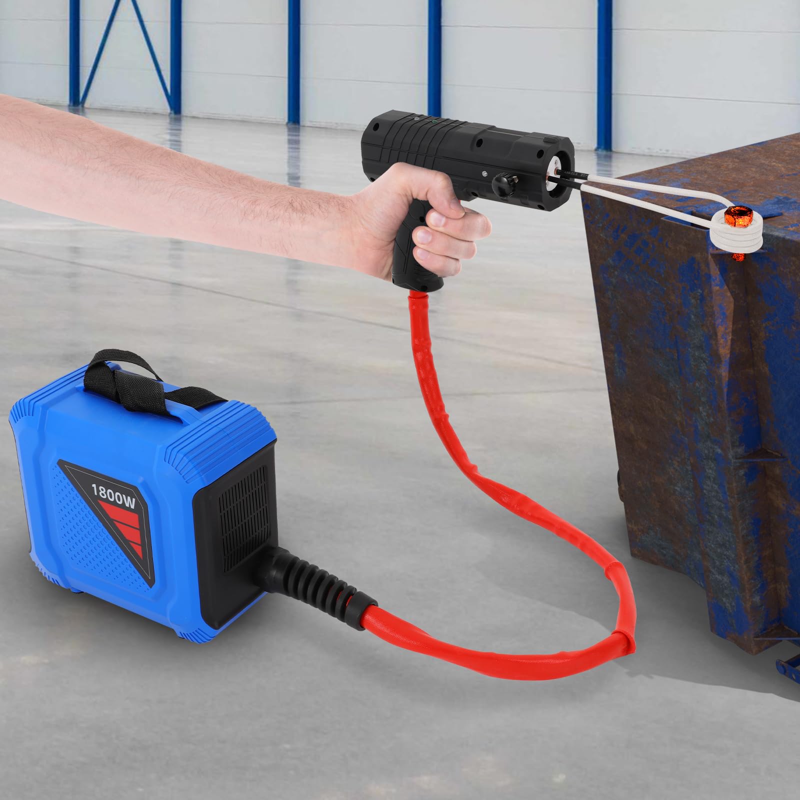 Chauffage magnétique à induction, 1800 W, pour chauffage métallique, vis et pièces rouillées, avec 4 bobines chauffantes 800 °C, convient pour les pièces mécaniques de voiture