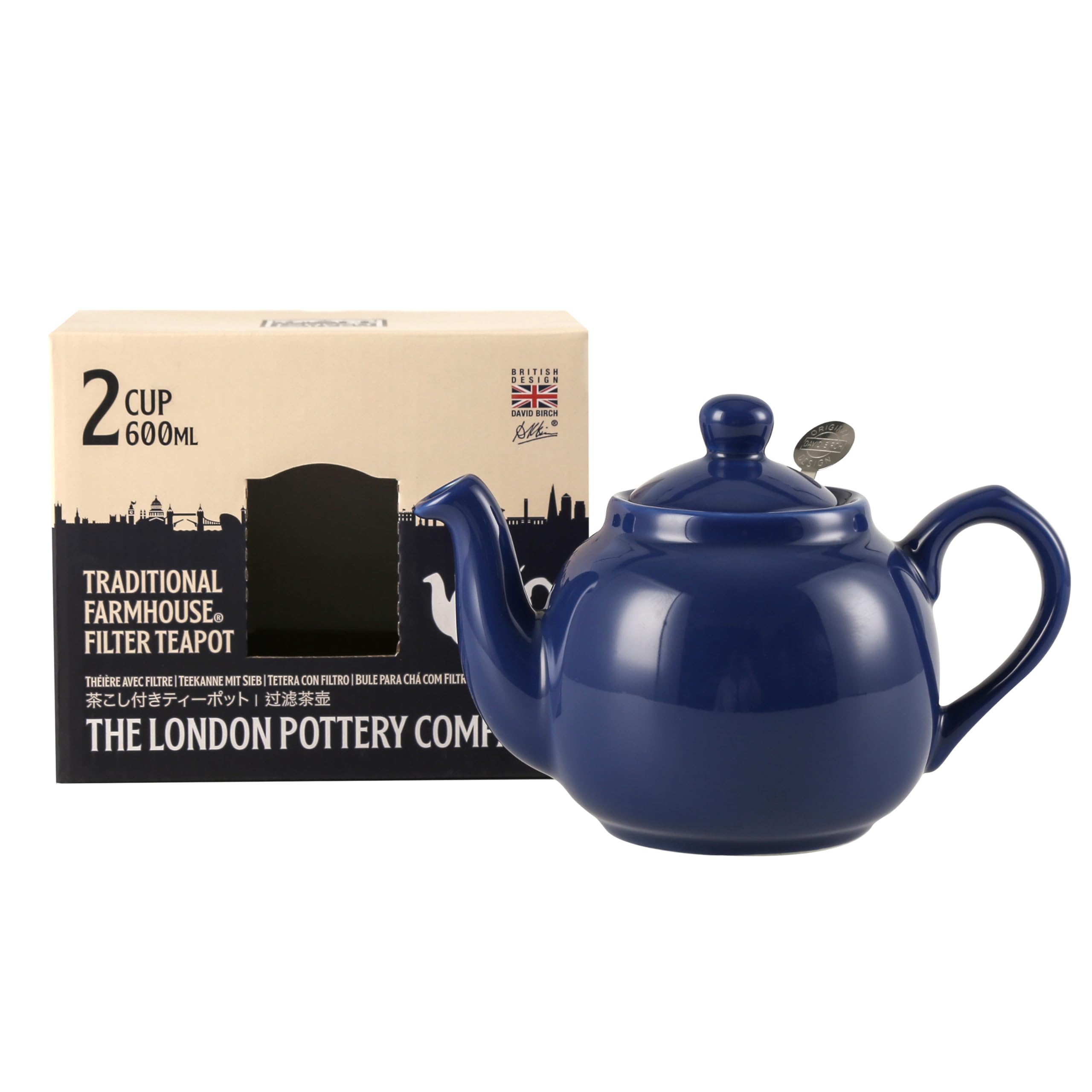 London Pottery Théière rustique avec infuseur, en céramique, bleu France, 2 tasses (600 ml)