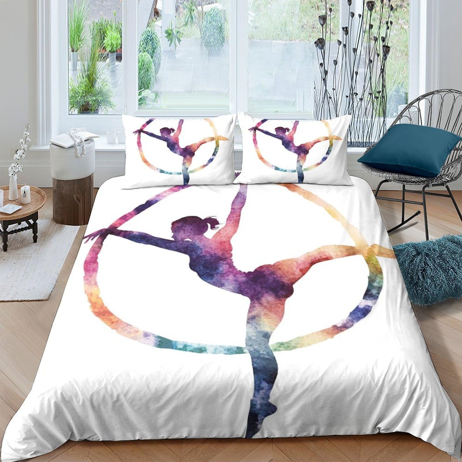 Ctjqhvkz Style-9 3D Printed Ballet Dance Fitted Sheet Microfiber Artistic Watercolor Gymnast Mattress Cover For Bedroom Decor Single（135X200cm）