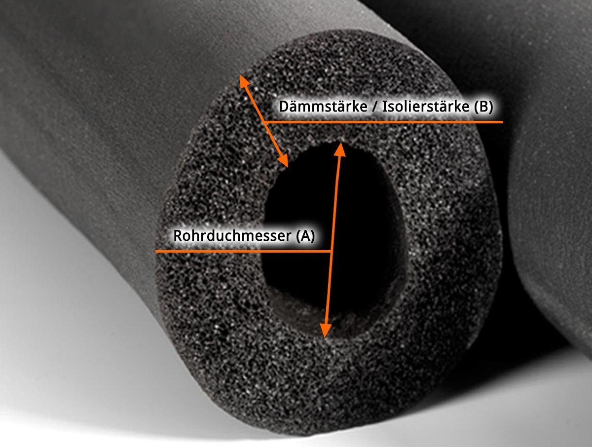 Rohrisolierung für Kälte & Klimatechnik | schwarz endlos | Rohrdurchmesser 22mm x Dämmdicke 9mm x 19m
