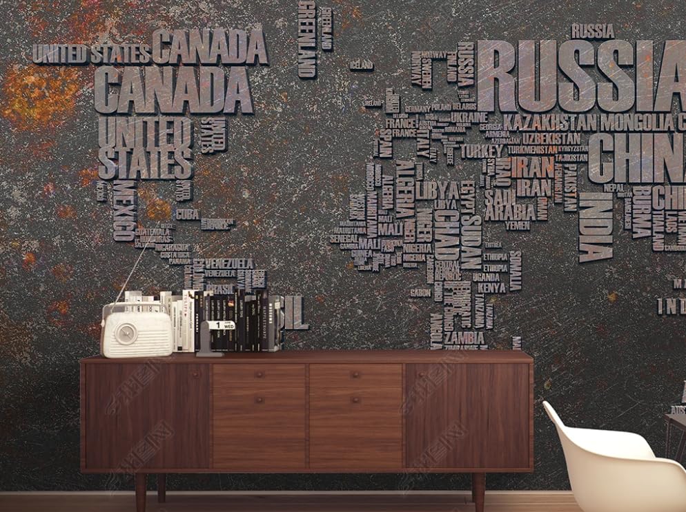 Mappemonde murale géante et papier peint intissé salon chambre 400x280