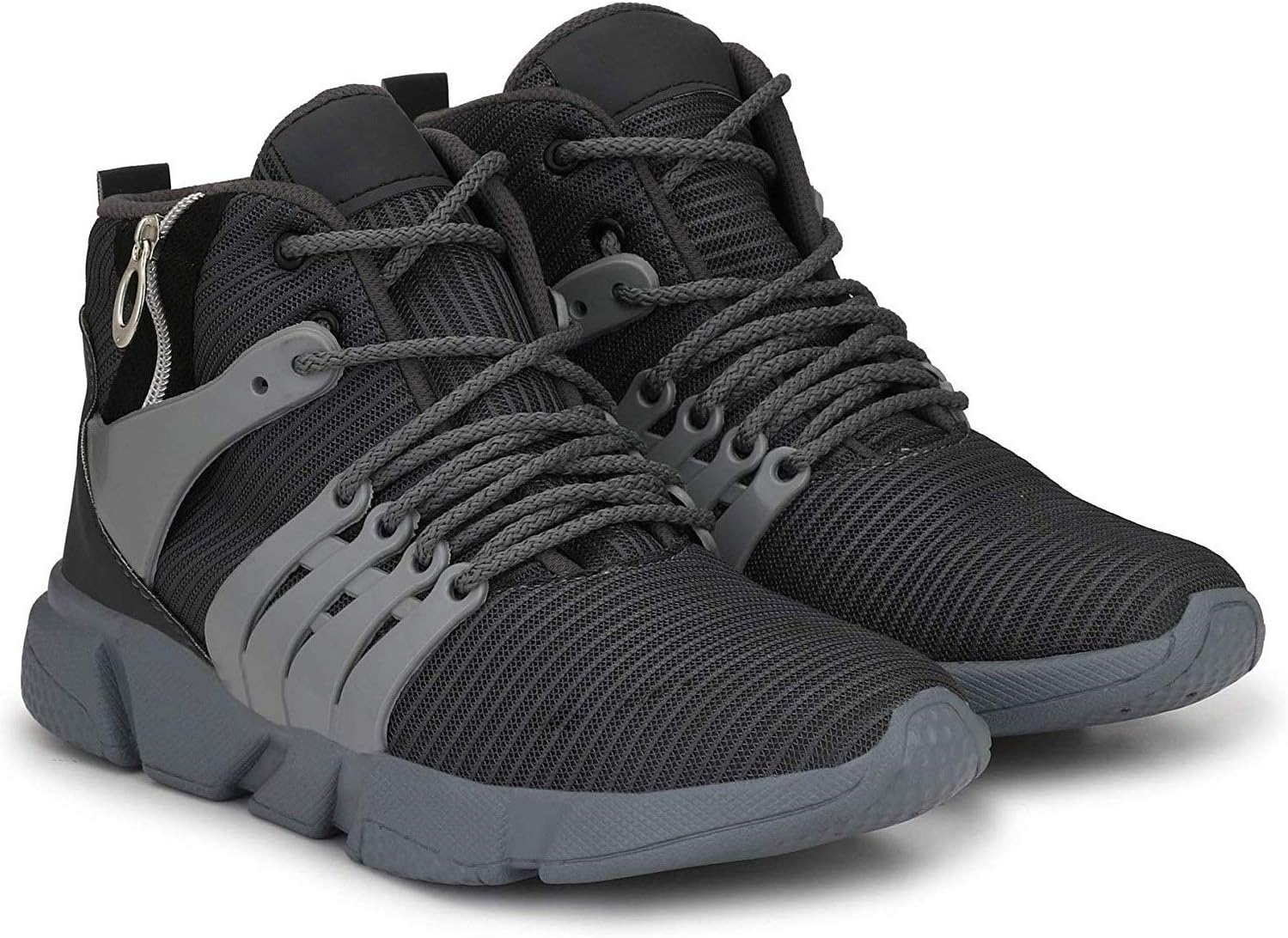 Shoe IslandAir Max Mesh Black Zipper Casual Wear Running Sports Shoes for Men (SJ4500)