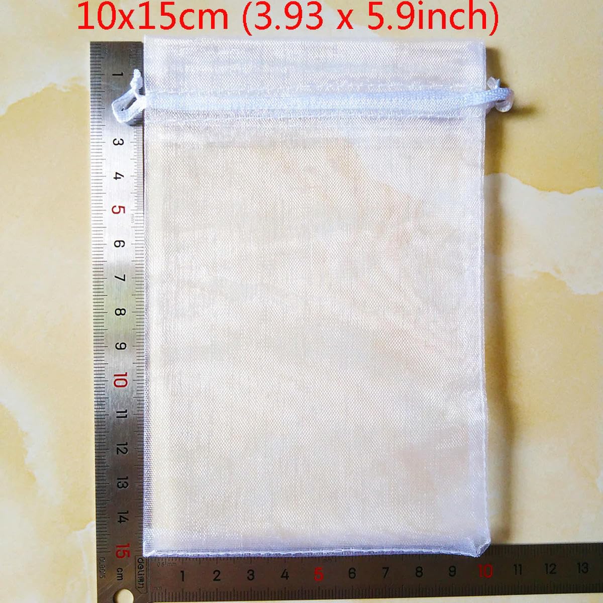 Lot de 100 sachets en organza blanc avec cordon de serrage, 7 x 9, 9 x 12, 10 x 15, 13 x 18, 15 x 20 cm, pour emballage de bijoux, fête d'anniversaire, 15 x 20 cm, blanc, 1000 pièces