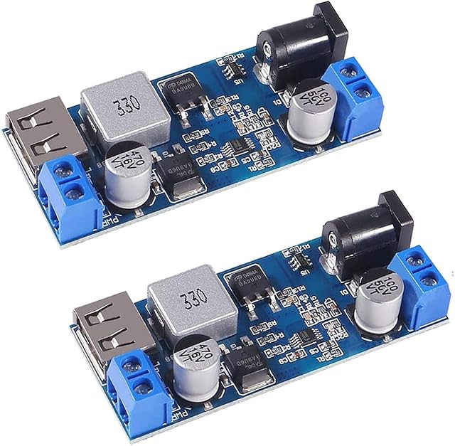 Buck Converter Module 12v to 5v 5A USB Voltage Regulator DC 9V-36V Step Down to USB 5V Transformer Dual Output Voltage Regulator Board for Phone Fast Charging(2 PCS)