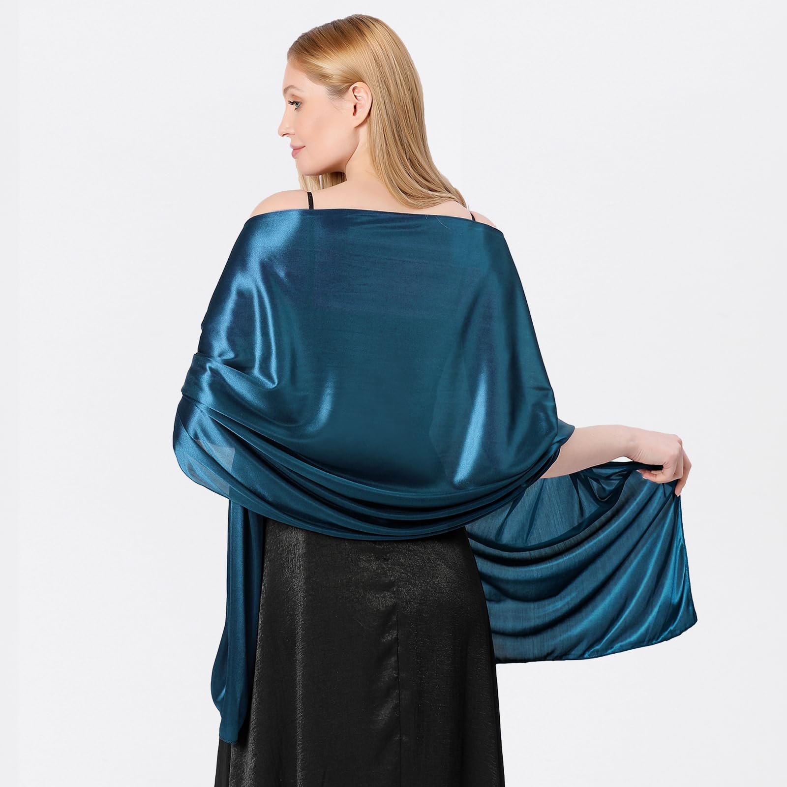 heekpek Sciarpa Donna Elegante Scialle Seta Satinata Leggero Scialle Stola Donna Sciarpa Lunga Scialle Cerimonia Matrimonio Festa