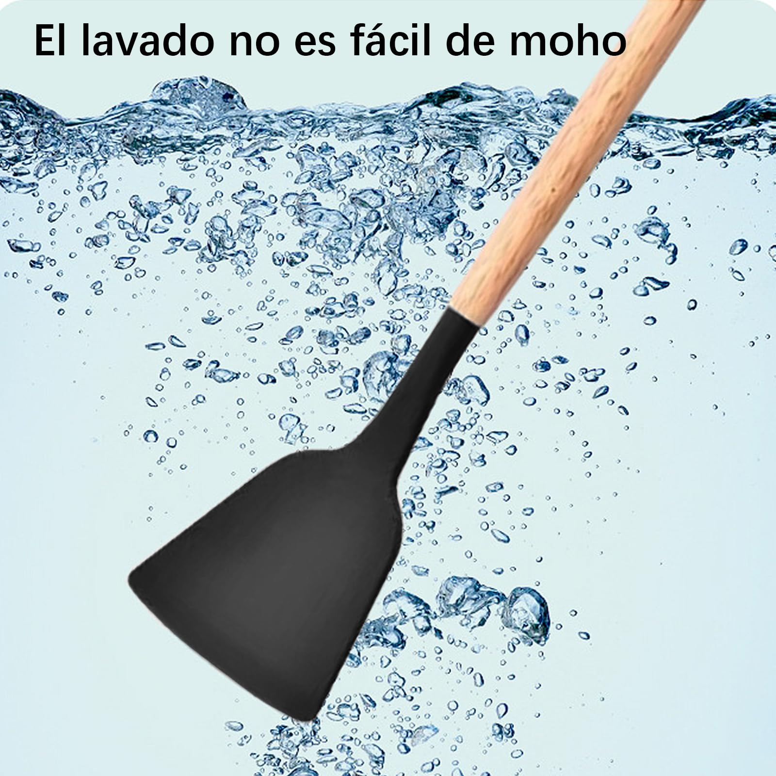 Set Utensili Da Cucina 11 Pezzi Con Manici In Legno - Nero, Con Portautensili