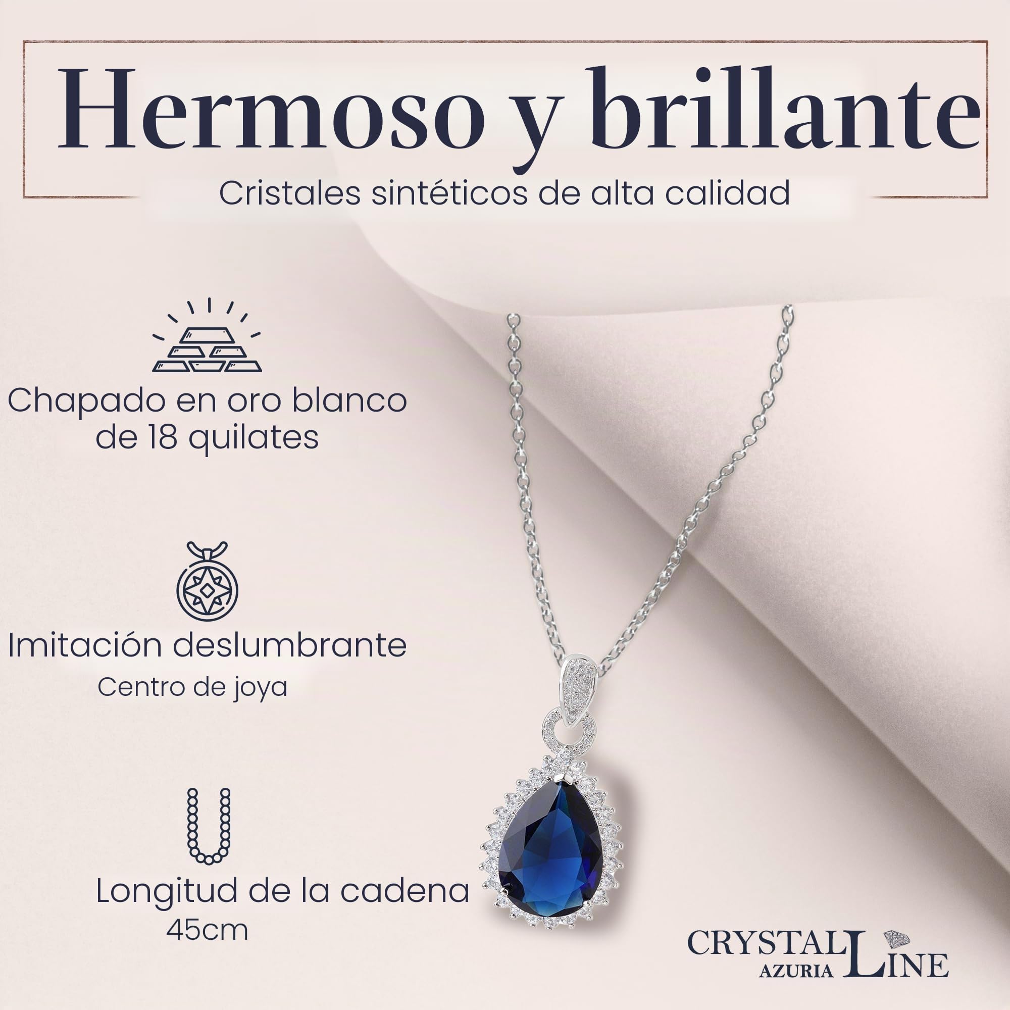 Crystalline Azuria Juegos de Joyas Lágrima para Mujeres y Niñas Joyería Boda Juegos de Joyas con Collar y Pendientes para Esposa Novia