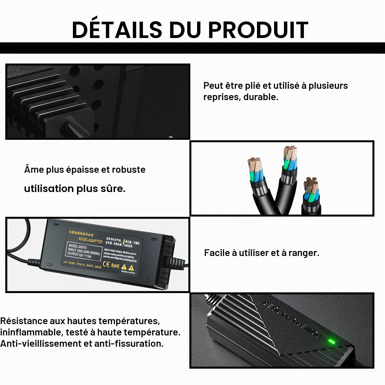 Convertisseur de tension 220 V vers 12 V, adaptateur allume-cigare, adaptateur secteur, adaptateur de glacière, redresseur d'alimentation pour compresseur, glacière, lampes LED et ventilateurs