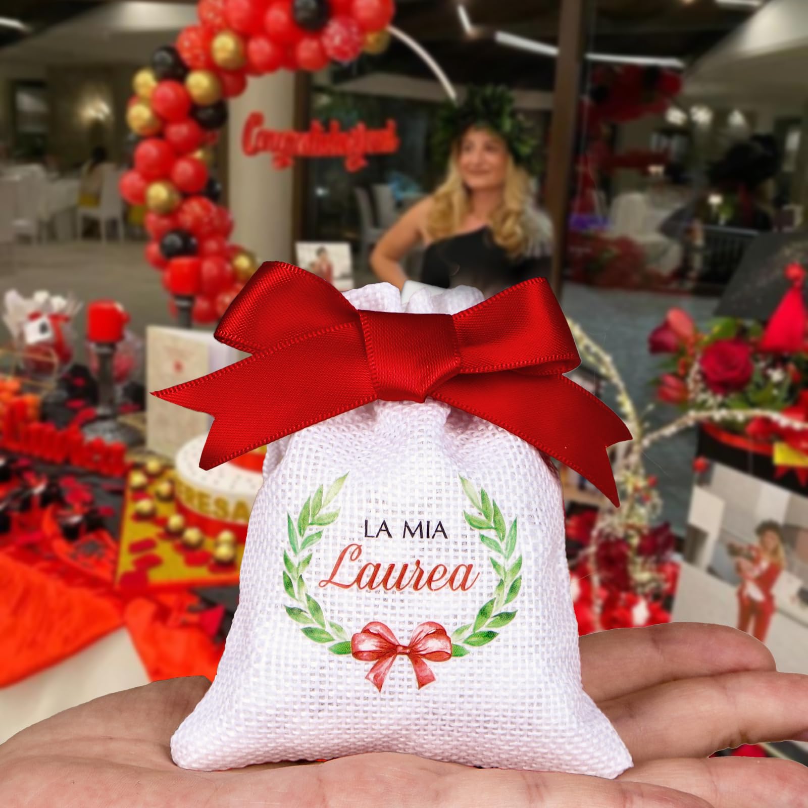 24 Sacchetti Portaconfetti Laurea In Juta - Con Nastro, Per Bomboniere Fai Da Te