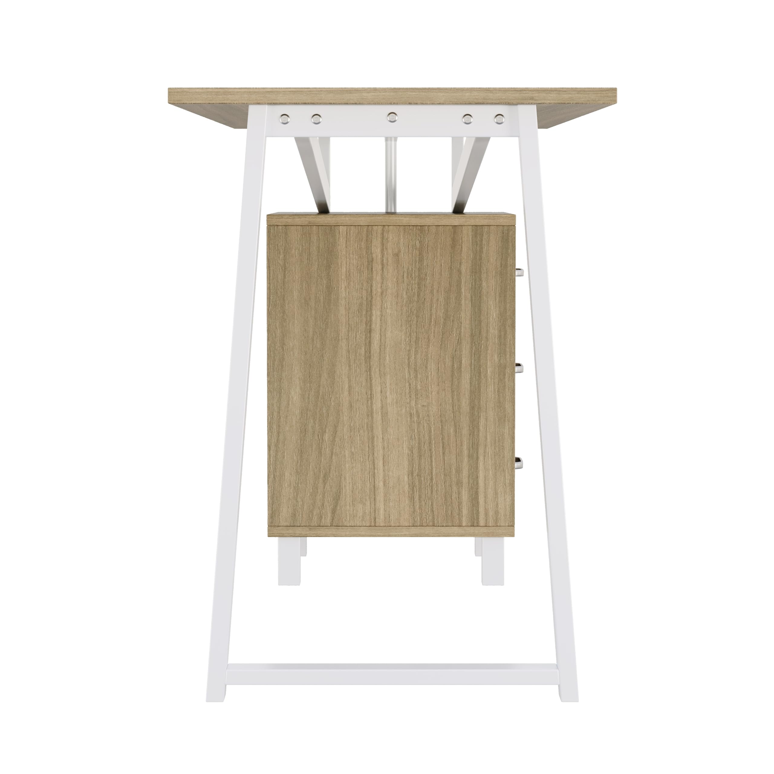 TIZZ Escritorio espacioso, 130 x 55 x 75 cm, con espacio de almacenamiento, material MDF de alta densidad, rieles de cajones de tres capas, puntales triangulares, fácil de montar y limpiar, madera