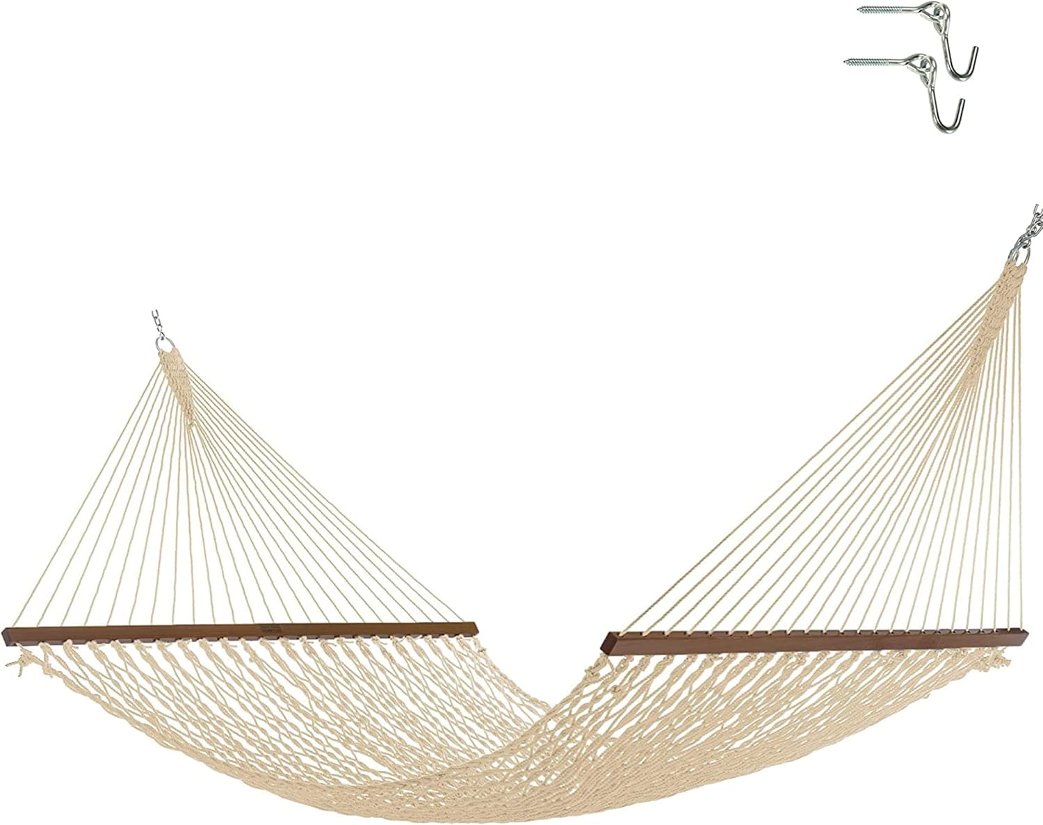 Nags Head Hammocks NH15CHB Admiral Coastal Blue Duracord Rope Hammock with Free Extension Chains & Tree Hooks, Handcrafted in The USA, Accommodates 2 People, 450 LB Weight Capacity, 13 ft. x 65 in.