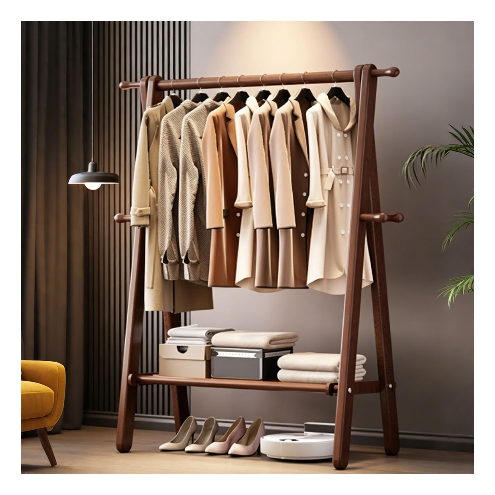 SXDHOCDZ Wooden Clothes Hanger, Floor Standing Hat Rack, Suitable for Bedrooms(walnut,120cm)