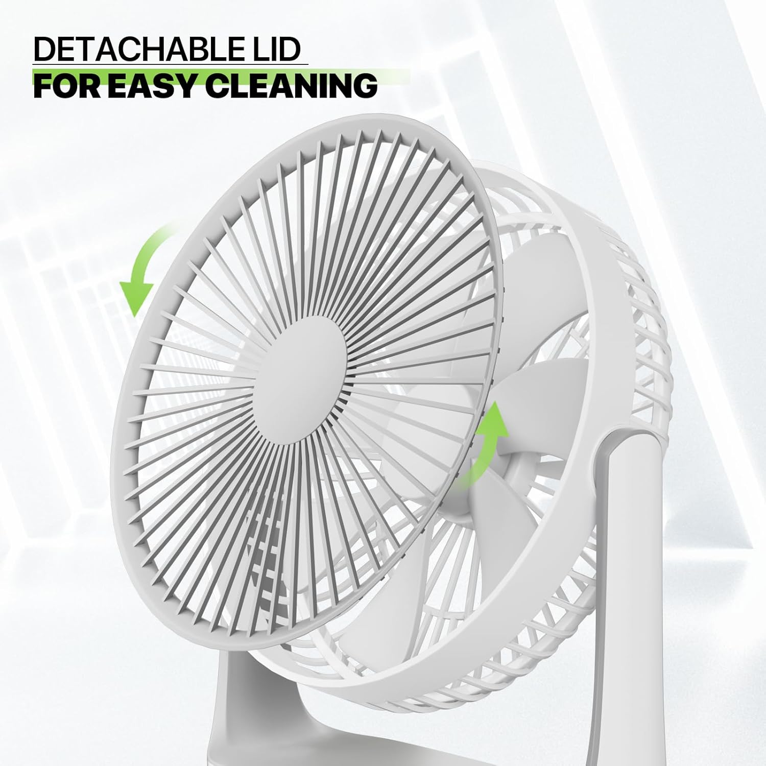 Magshion 7-inch USB Desk Fan with detachable front cover for cleaning.