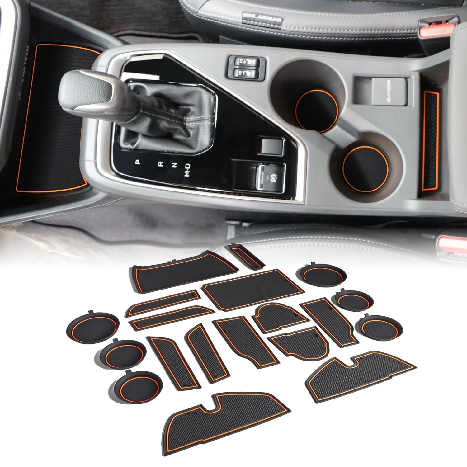 Set De 19 Inserts Porte-gobelets Silicone Orange Pour Subaru Crosstrek 2024