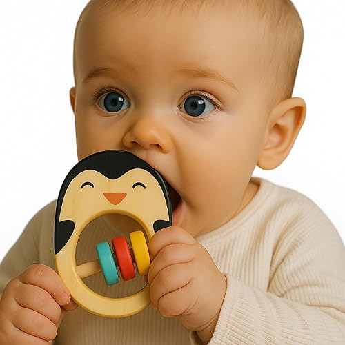 Miniatura 8 de Shumee Anillos y mordedores de madera para bebés  Juguete sensorial  100% seguro, natural y ecológico  Más de 6 meses